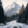 Winter Mountain Road Diamond Painting