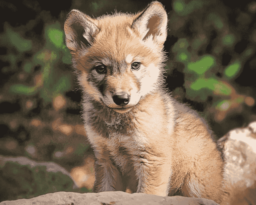 Wolf Cubs Wildlife Diamond Painting