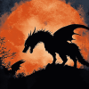 Wolf Dragon Silhouette Diamond Painting