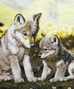 Wolf and Puppies Diamond Painting