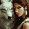 Wolf and Woman Diamond Painting