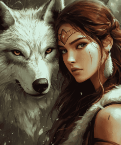 Wolf and Woman Diamond Painting