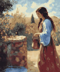 Woman At The Well Vintage Diamond Painting