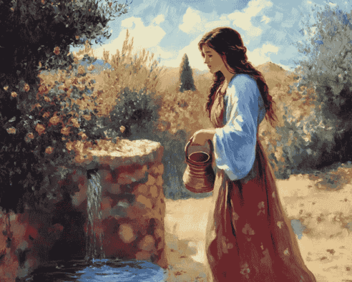 Woman At The Well Vintage Diamond Painting