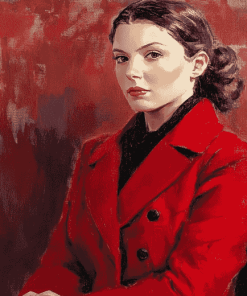 Woman In Red Coat Diamond Painting