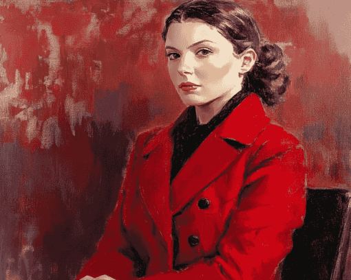 Woman In Red Coat Diamond Painting