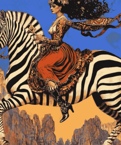 Woman Riding Zebra Diamond Painting