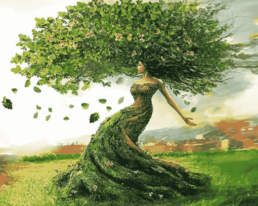 Woman Tree Fantasy Diamond Painting