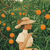 Woman in Vintage Orange Grove Diamond Painting