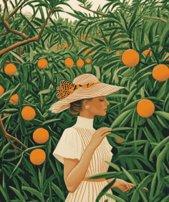 Woman in Vintage Orange Grove Diamond Painting