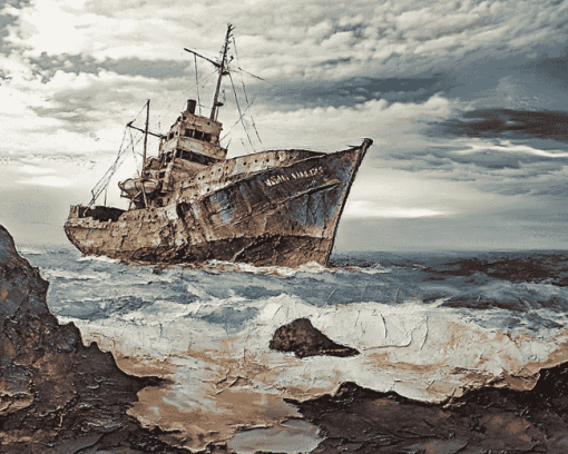 Wrack Ship Seascape Diamond Painting