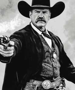 Wyatt Earp Black and White Diamond Painting