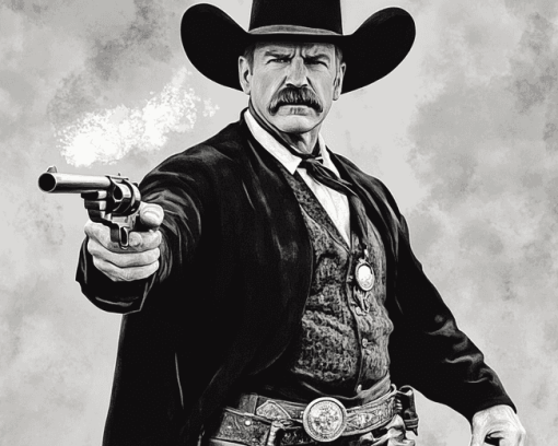 Wyatt Earp Black and White Diamond Painting