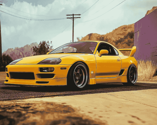 Yellow JDM Car Style Diamond Painting