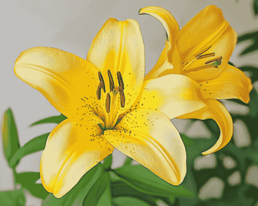 Yellow Lily Rose Flowers Diamond Painting