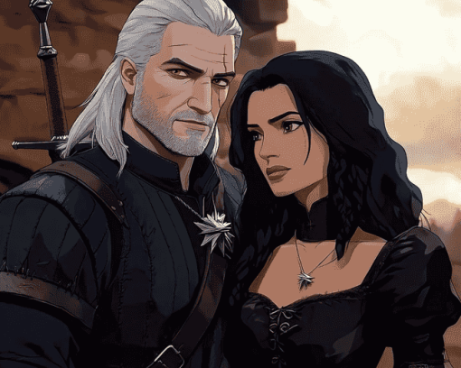 Yennefer and Geralt in The Witcher Diamond Painting